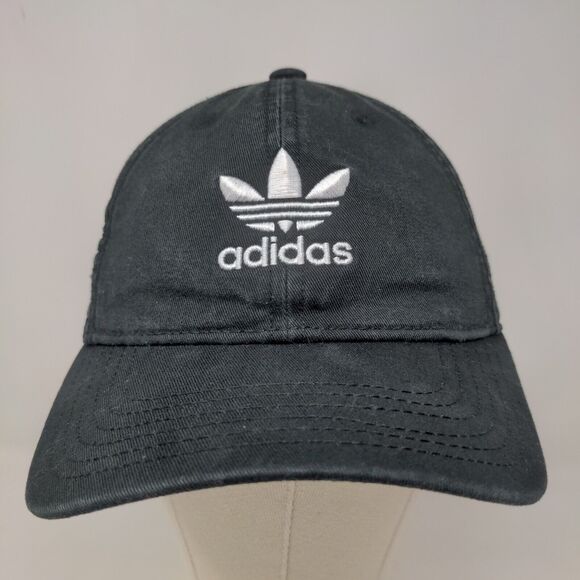 Adidas Men's Slideback Hat Black OSFA Embroidered Trefoil Logo 100% Cotton - Picture 2 of 11